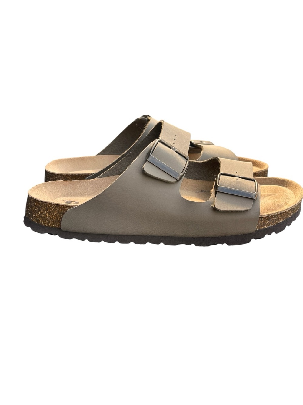 New Browns Taupe Soft Foam Footbed 2 Strap Flat Sandals (11)